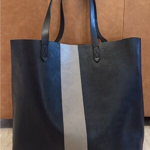 Madewell Black and White Striped Tote Bag